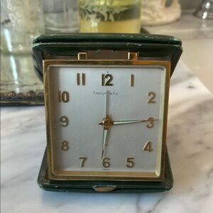 Tiffany & Co. Green and Gold Travel Clock